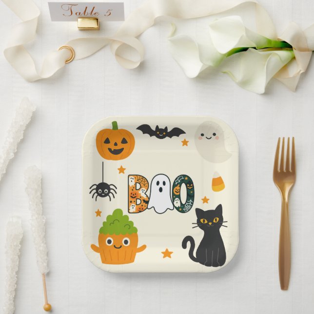 Editable Halloween – Little Monster Bash -  Paper Plate (Wedding)