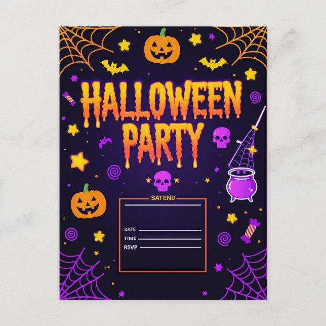 Editable Halloween Party Holiday Postcard (Front)