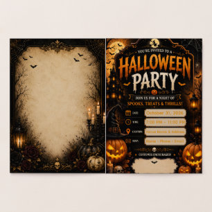 Editable Halloween Party Invitation   Gothic Pumpk