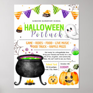 Editable halloween potluck fundraiser flyer poster
