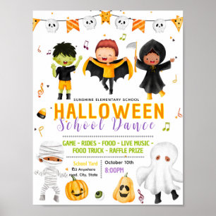 Editable halloween school dance flyer poster