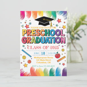 Editable Hand-drawn Design Preschool Graduation Invitation