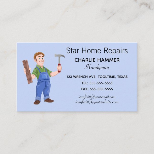 Editable Handyman Business Card (Front)