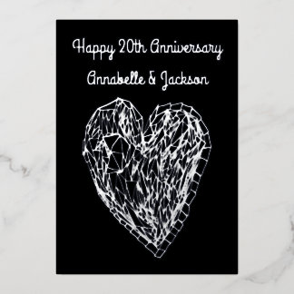 Editable Happy Anniversary Love Heart Foil Card