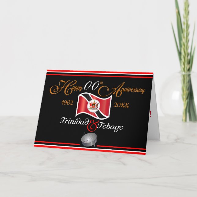 Editable - Happy Anniversary T&T Independence Card (Front)