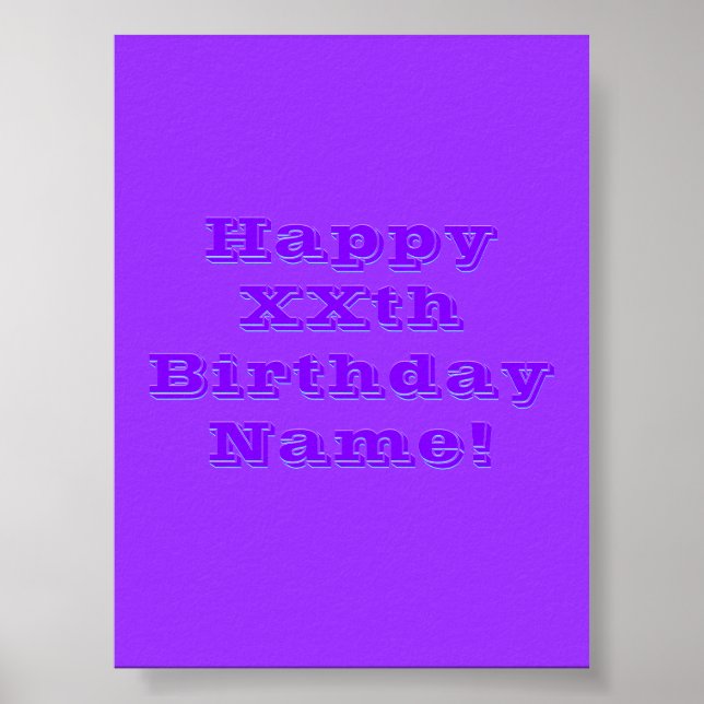 Editable Happy Birthday Any Name or Age Poster (Front)
