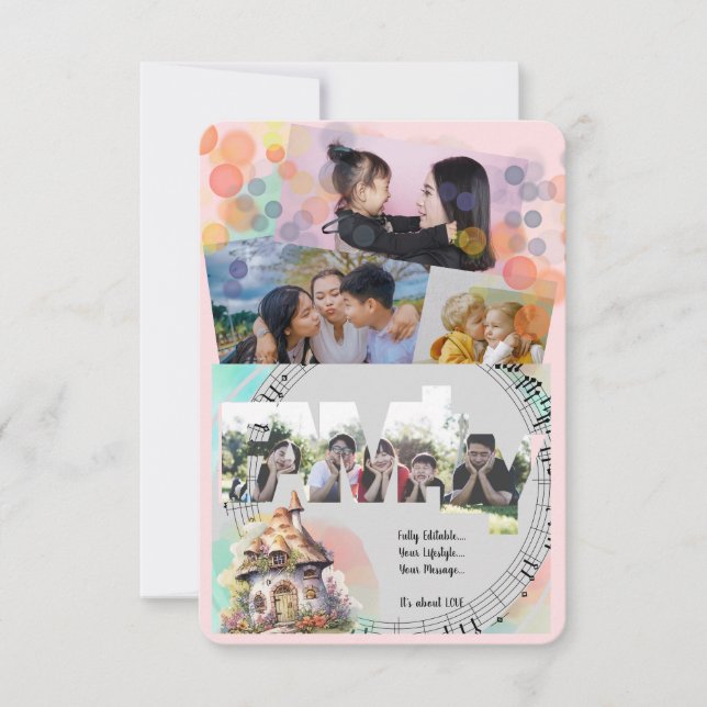 Editable Happy Family Carte photo (Devant)
