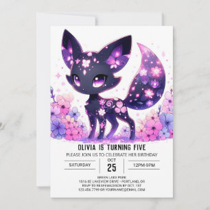 Editable Happy Fox Digital Birthday Invitation
