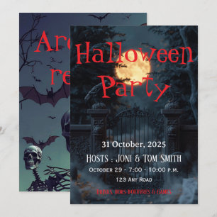 Editable Haunted Gate Halloween Party Invitation 