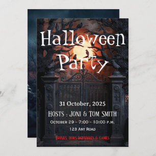 Editable Haunted Gate Halloween Party Invitation
