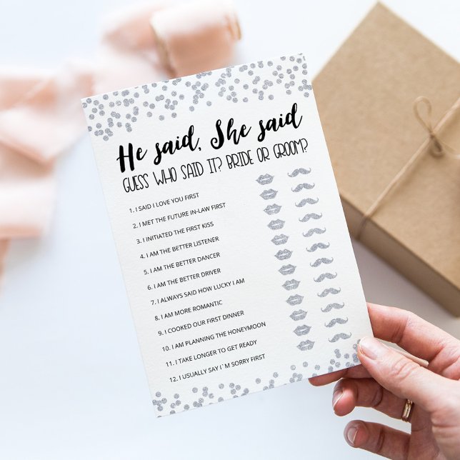 Editable He said, She said Bridal Shower game Card (Creator Uploaded)