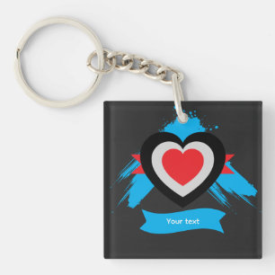 Editable Heart Custom Text Design Keychain