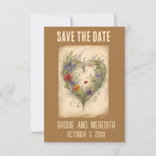 Editable Hearts Vines and Flowers Romantic Save The Date