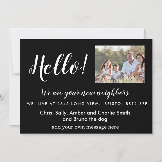 Editable Hello Neighbor,  New Address, intro Invitation (Front)