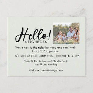 Editable "Hello Neighbor" Postcard   New Address, 
