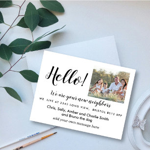 Editable Hello Neighbour,  New Address, intro Announcement Postcard