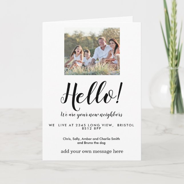Editable Hello Neighbour,  New Address, intro Card (Front)