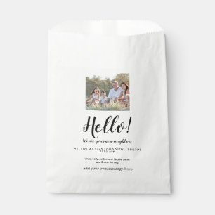Editable Hello Neighbour, New Address, intro Favour Bag