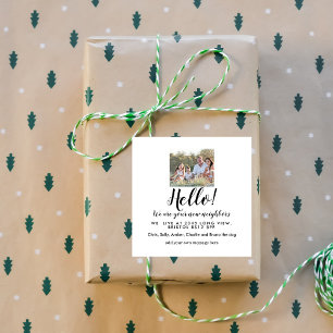 Editable Hello Neighbour,  New Address, intro Square Sticker