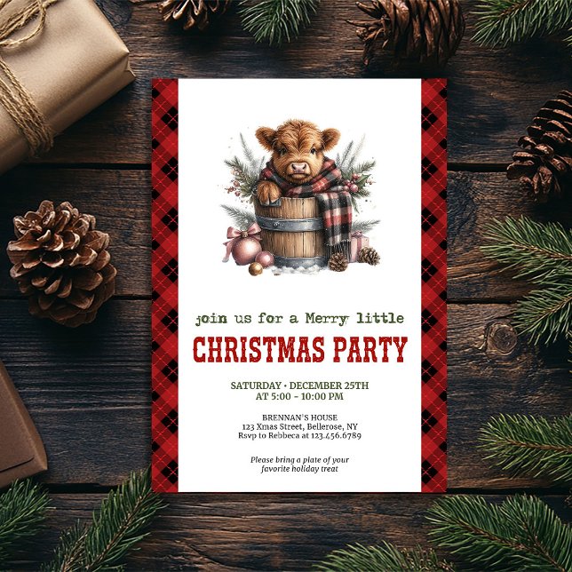 Editable highland cow Christmas celebration card (Editable highland cow Christmas celebration card)