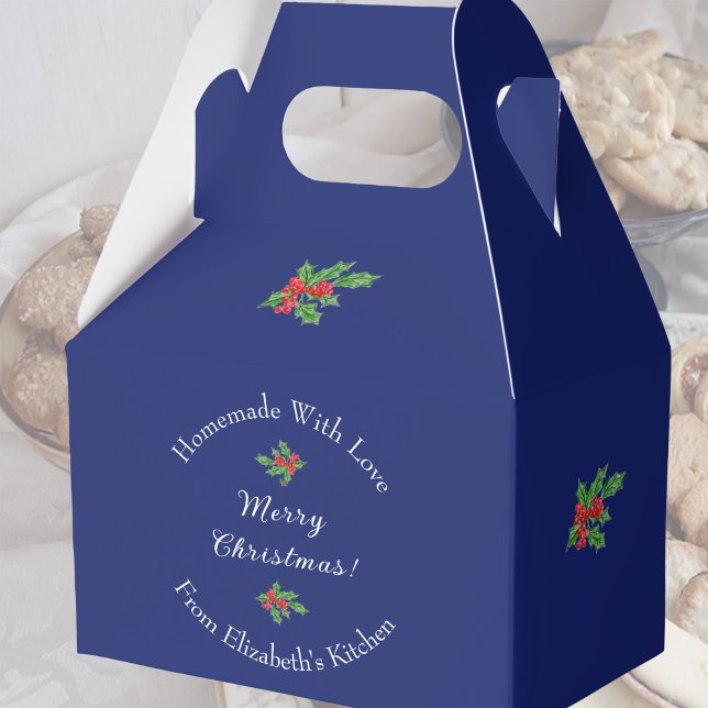 Editable Holiday Baking Gift Blue Merry Christmas Favor Box (Creator Uploaded)