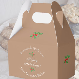 Editable Holiday Baking Gift Brown Happy Holidays! Favor Box