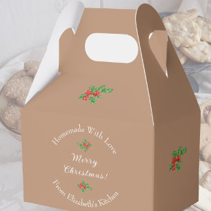 Editable Holiday Baking Gift Brown Merry Christmas Favor Box
