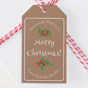 Editable Holiday Baking Gift Brown Merry Christmas Gift Tags