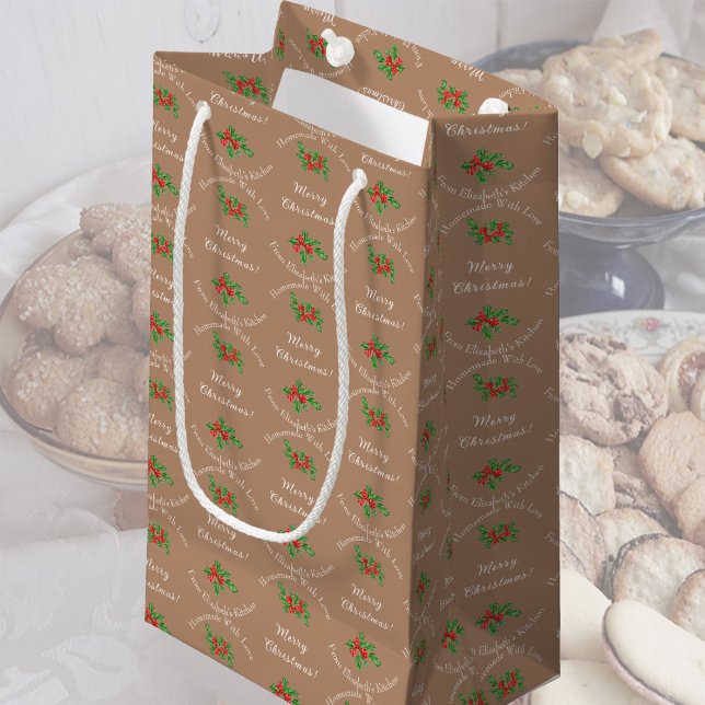 Editable Holiday Baking Gift Brown Merry Christmas Small Gift Bag (Creator Uploaded)