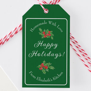 Editable Holiday Baking Gift Green Happy Holidays Gift Tags