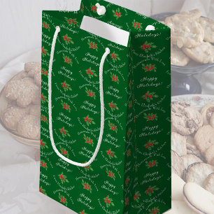 Editable Holiday Baking Gift Green Happy Holidays Small Gift Bag
