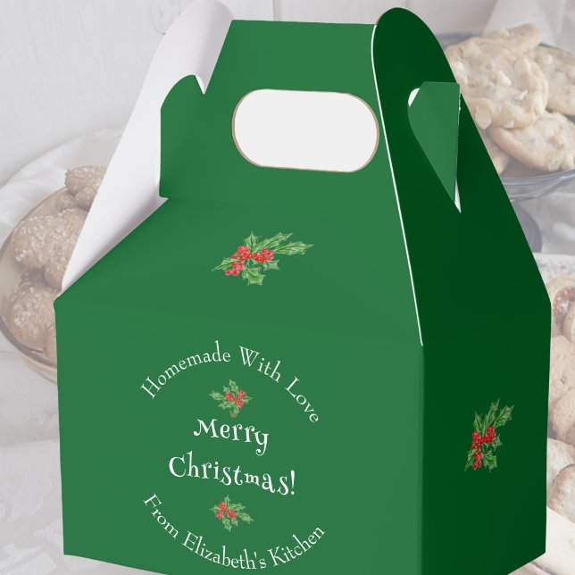 Editable Holiday Baking Gift Green Merry Christmas Favor Box (Creator Uploaded)