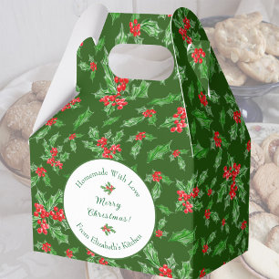 Editable Holiday Baking Gift Green Merry Christmas Favor Box