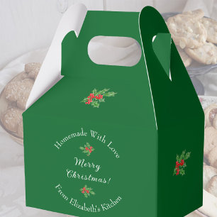 Editable Holiday Baking Gift Green Merry Christmas Favor Box