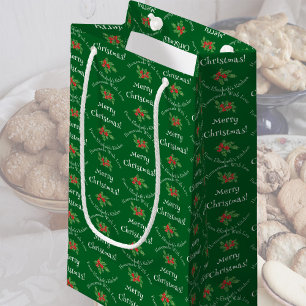 Editable Holiday Baking Gift Green Merry Christmas Small Gift Bag