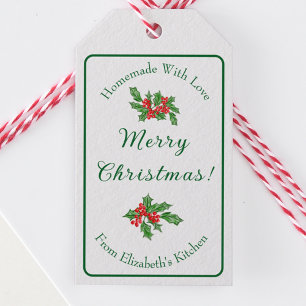 Editable Holiday Baking Gift Green Merry Christmas Tags