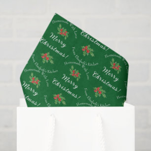Editable Holiday Baking Gift Green Merry Christmas Tissue Paper
