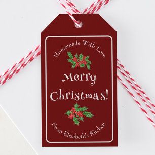 Editable Holiday Baking Gift Red Merry Christmas Gift Tags