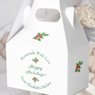 Editable Holiday Baking Gift White Happy Holidays! Favor Box