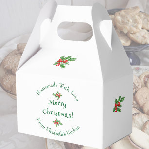Editable Holiday Baking Gift White Merry Christmas Favor Box