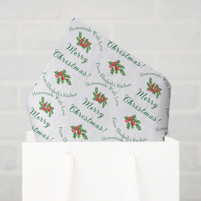 Editable Holiday Baking Gift White Merry Christmas Tissue Paper (Gift Bag)