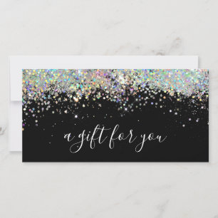 Editable Holographic Glitter Black Gift Certificat