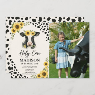 Editable Holy Cow Birthday Photo Invitation 