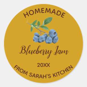 Editable Homemade Blueberry Jam Classic Round Sticker