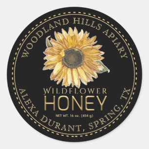 Editable Honey Jar Bee Sunflower Label
