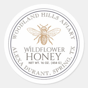 Editable Honey Jar Bee Wildflower Label