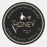 Editable Honey Label Spring Black Snowdrop Flower