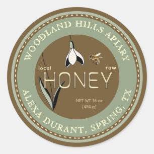 Editable Honey Label Spring Flower Snowdrop