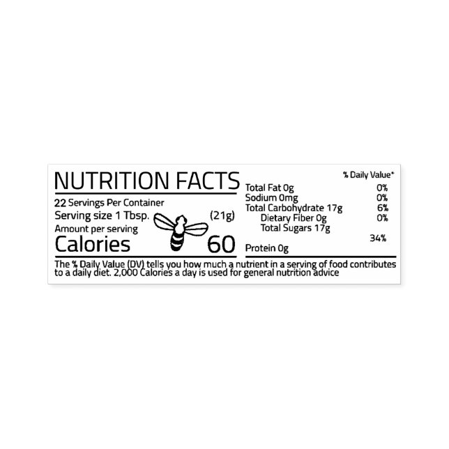 Editable Honey Nutrition Facts Stamp Little Bee  (Design)