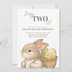 Editable Hop Two It Easter 2nd Birthday Bunny Invitation
